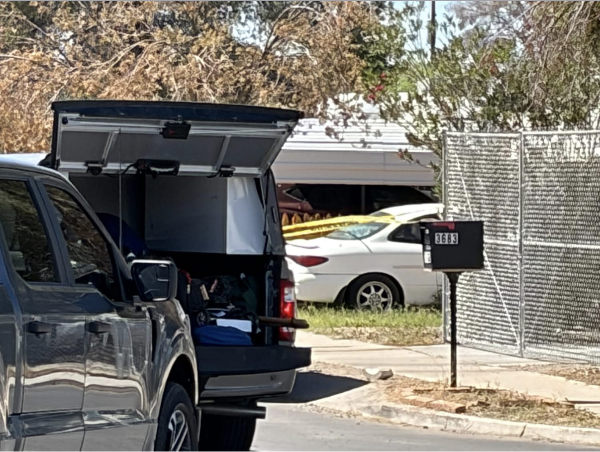 white van outside house